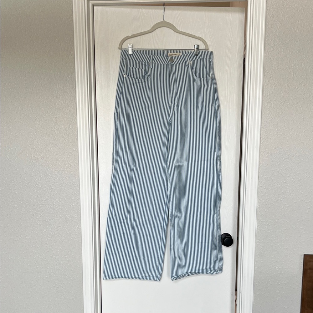 Blank NYC Blue and White Striped High Rise Jeans